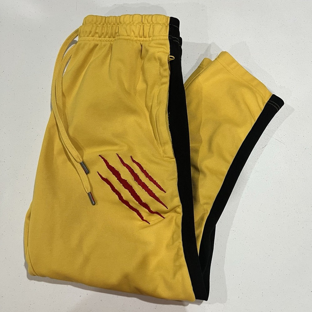 Bruce Lee Shoe Palace Pants Mens Medium Yellow Track Pants Claw Marks Collab